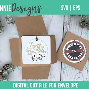 Exibir envelope modelo svg arquivo de corte plano acrílico ou enfeites de madeira apresentação enfeites de árvore de natal embalagem de produto profissional