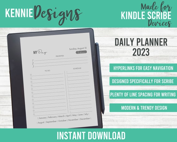 Kindle Scribe 2023 Planner Modern Design Easy Navigation Through  Hyperlinks, Stylish Annual, Daily and Monthly Agenda Calendar, PDF Template  