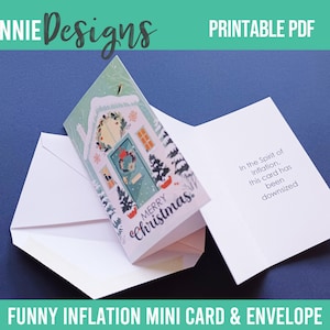 Cartão de Natal engraçado para impressão de 2024 – Humor de inflação – Mini cartão de Natal – Cartão de presente de piada – cartão de piada