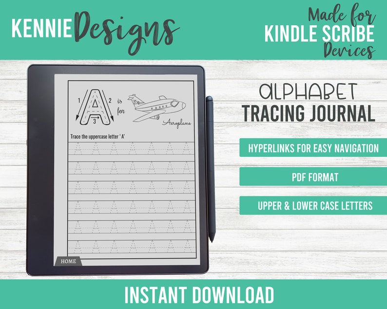Letter Alphabet Printing Tracing Practice Journal for Kindle Scribe ...