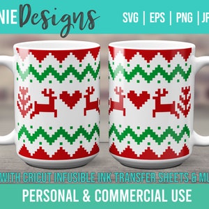 Lelijke kerst trui mok sjabloon SVG voor infusible inkt vellen en marker gebruik met Cricut Mok pers plakkerige vakanties digitale leuke fun