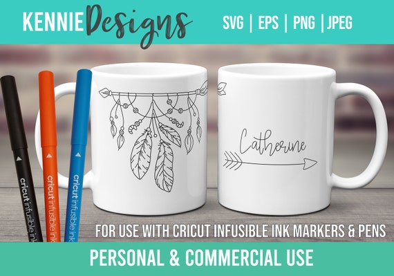 Boho Arrow and Feather Infusible Ink Pen and Marker SVG Mug Wrap Template  11 to 15 Oz. Drawing Trendy Outline Personalize Custom Easy Tribal -   Denmark