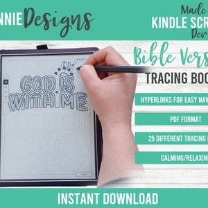 Tracing Doodle Bible Verses pages for Kindle Scribe, navigation hyperlinks, PDF template stylus, satisfying uplifting designs for drawing