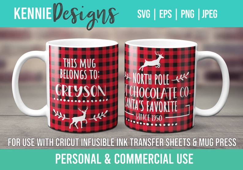 Hot Chocolate Mug Template SVG for Infusible Ink Sheets for Use Cricut
