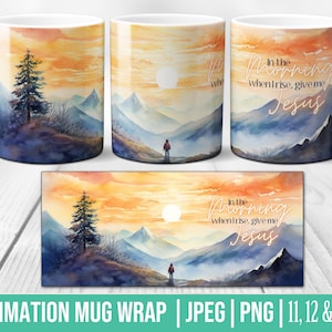 Christian Mug Wrap - Bible Verse Coffee Mug Sublimation Templates - Religieux 11 12 15 Oz Mug Wrap - Mug PNG - Téléchargement instantané