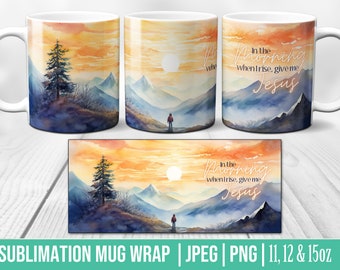Christian Mug Wrap - Bible Verse Coffee Mug Sublimation Templates - Religious 11 12 15 Oz Mug Wrap - Mug PNG - Instant Download
