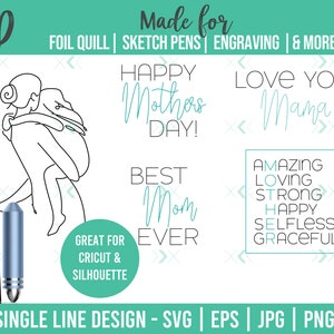 Moederdag Tekenen Enkele Lijn SVG Ontwerp voor folie quill schets pennen infusible inkt marker Graveren Tekengereedschap embossing Tekening Bestand Moeder