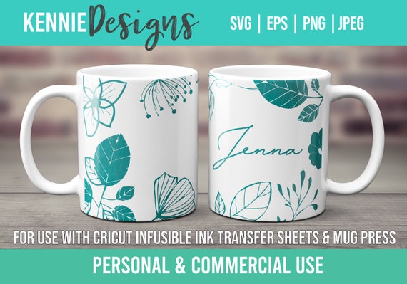 Floral Elements Mug Template SVG for Infusible Ink Sheets for Use Cricut Mug  Press Flowers Feminine Nature Mothers Day Personalize Custom (Download Now)  