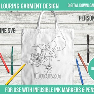 Halloween Trick or Treat DIY Ausmaltasche Single Line SVG verwenden mit infussible Tintenmarkierern und Stiften, um Geschenke für Kinder personalisieren Cricut