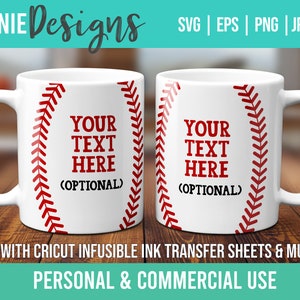 Baseball anpassbare Tasse Wrap Vorlage SVG für Infusible Ink Sheets zur Verwendung mit Cricut Mug Press Baseball-Fan personalisierte Sportfan