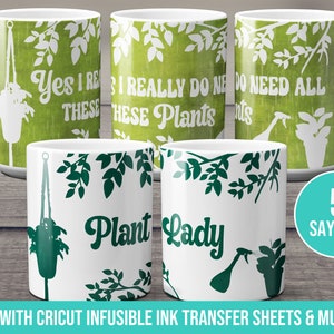 Haus Pflanzen Motiv Infusible Tinte Tasse Wrap SVG Vorlage Transferbögen und Cricut Mug Press Plant Lady Mama Papa Lustige Pflanzen Sprüche