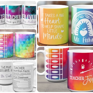 Teacher Mug wrap Bundle template SVG for Infusible Ink Sheets and markers with Cricut Mug Press gift Appreciation gift pack of 5 Designs