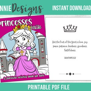 Libro de actividades de Christian Princess para niñas Biblia Imprimible descarga instantánea Libro de actividades de fe Construya un carácter fuerte con actividades divertidas