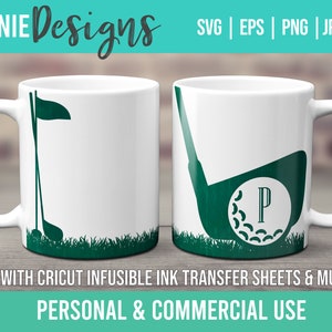 Golf Mug template SVG for Infusible Ink Sheets use with Cricut Mug Press Golfing Golfer Monogram Personal Custom Name
