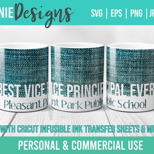 Najlepszy wicedyrektor w historii Infusible Ink Kubek Wrap SVG Szablon Arkusz transferowy Kubek Cricut Personalny asystent doceniania