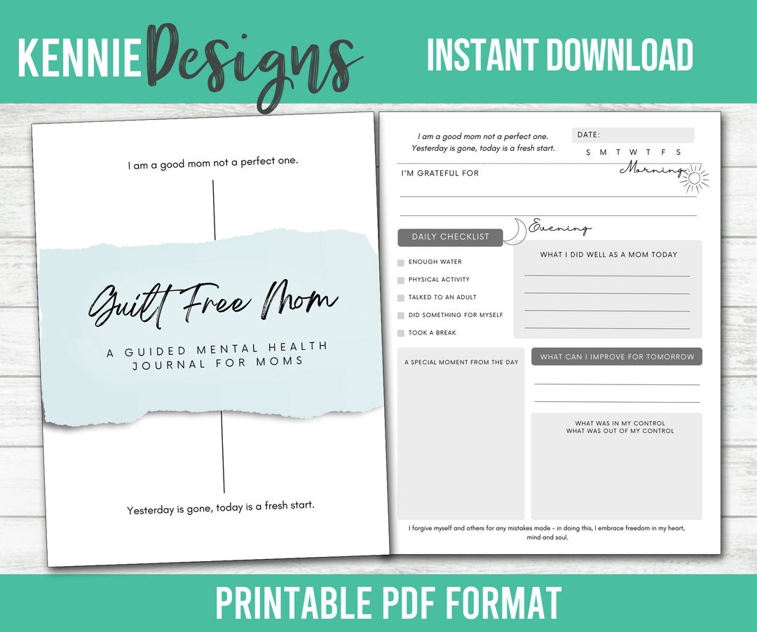 Mom Mental Health Workbook Printable Guilt Free Mom a Journal to Help ...