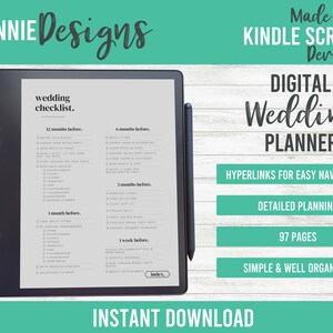 Digitaler Hochzeitsplaner für Kindle Scribe Modernes Design einfache Navigation durch Hyperlinks, detailliertes Planungsjournal, 97 Seiten