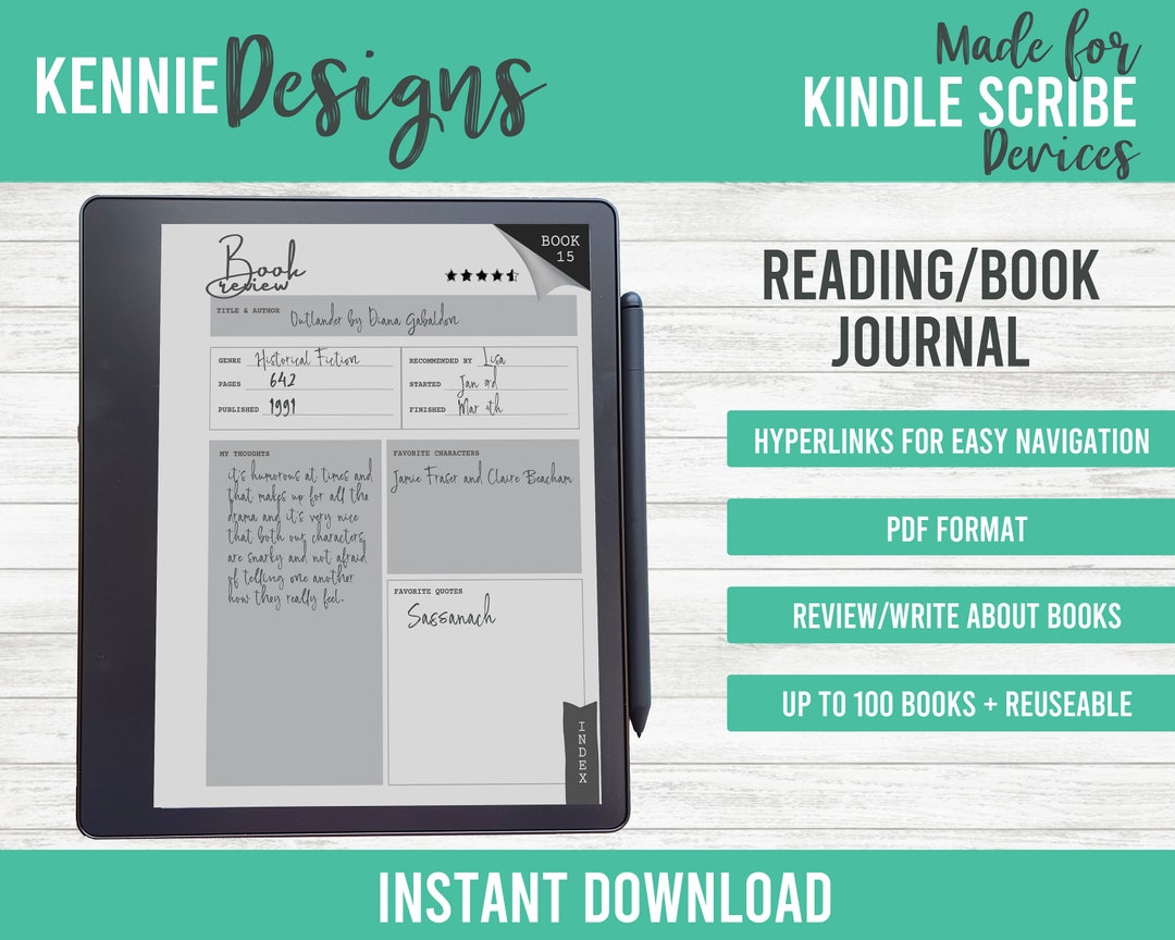 Reading Journal and Book Review for Kindle Scribe, Easy Navigation ...