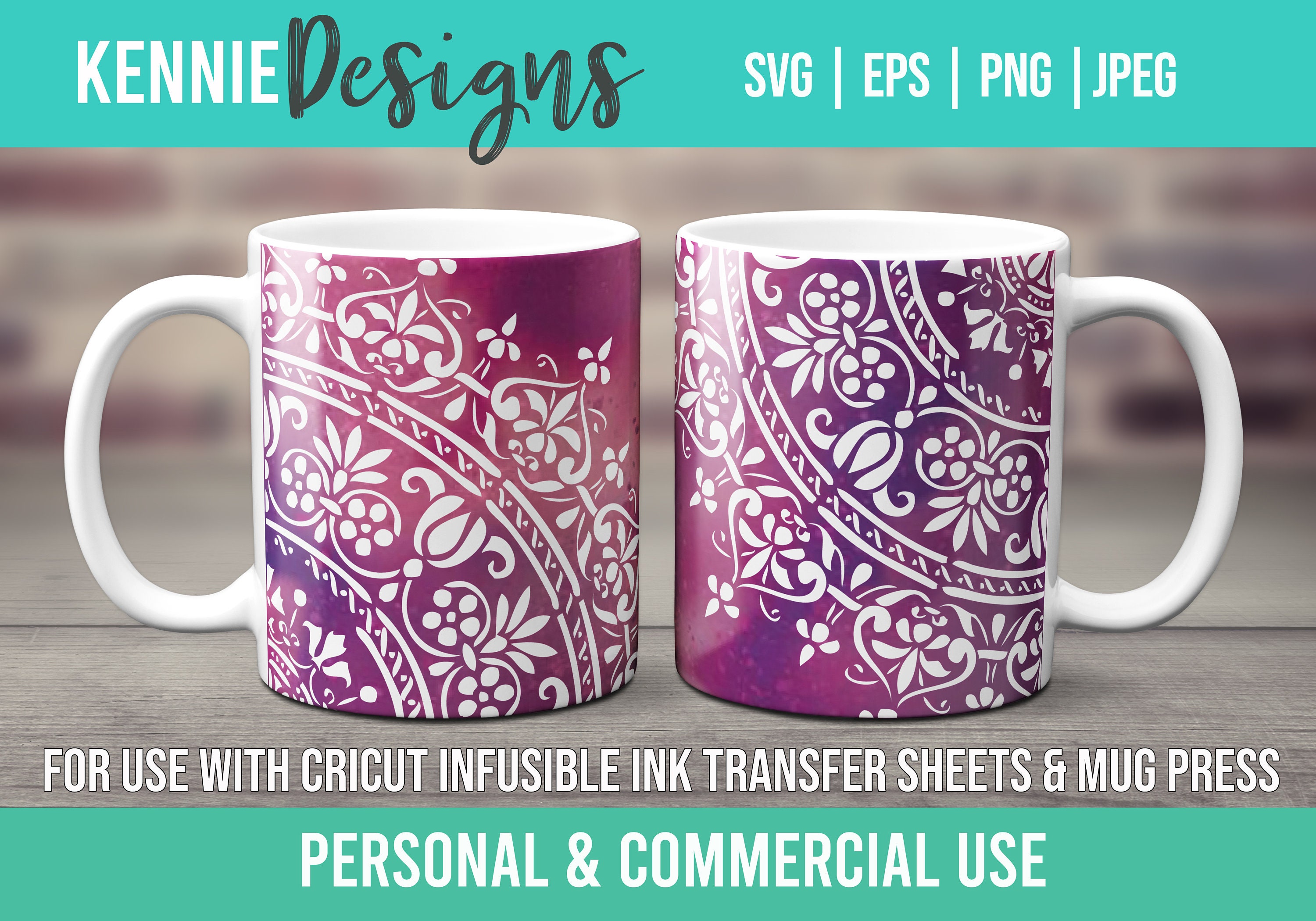 Mandala Boho Infusible Ink Mug Wrap SVG Template Customizable Use With Infusible  Ink Transfer Sheets and Mug Press Moroccan Style Elegant 