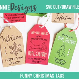 Kerstcadeaukaartjes SVG | Grappig voor Secret Santa | Inflatiehumor 2024 | Digitaal knip- en tekenbestand| Kleine geschenken