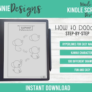 How to Draw Doodle Kawaii for Kindle Scribe and tablets with Stylus, navigation hyperlinks Cute step by step instructions