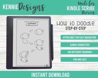 How to Draw Doodle Kawaii for Kindle Scribe and tablets with Stylus, navigation hyperlinks Cute step by step instructions