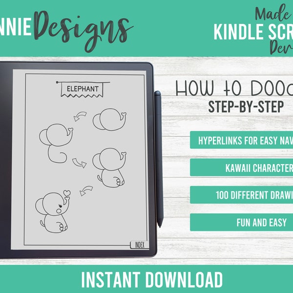 How to Draw Doodle Kawaii for Kindle Scribe and tablets with Stylus, navigation hyperlinks Cute step by step instructions