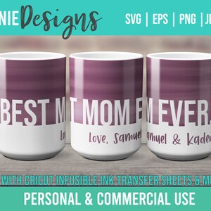 Mejor mamá de todos los tiempos Taza de tinta infusible Envoltura Plantilla SVG Hoja de transferencia y taza Cricut Prensa Madre Mami Simple Moderno Personalizable Personalizado