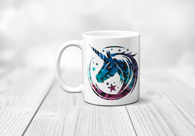 Unicorn Infusible Ink Mug Wrap SVG Template customizable use with Infusible Ink Transfer sheets and Mug Press Personalized Majestic Magical image 2