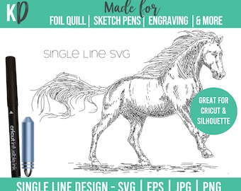 Horse Drawing Single Line SVG for foil quill sketch pens infusible ink marker Engraving Draw tool embossing art detailed art for cricut