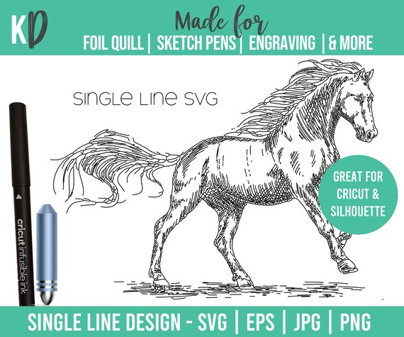 Horse Drawing Single Line SVG for foil quill sketch pens infusible ink marker Engraving Draw tool embossing art detailed art for cricut