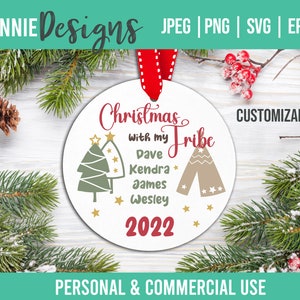 Gepersonaliseerde Familie Kerst Ornament SVG gesneden bestand om aandenken te maken Onze Familieleden Gift DIY vinyl of laser Kerst met mijn Stam