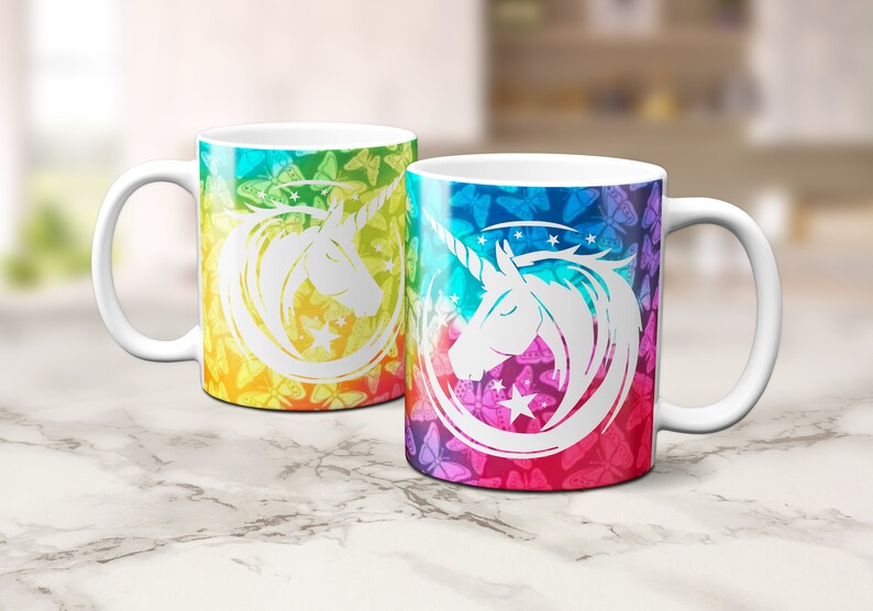 Unicorn Infusible Ink Mug Wrap SVG Template customizable use with Infusible Ink Transfer sheets and Mug Press Personalized Majestic Magical image 3