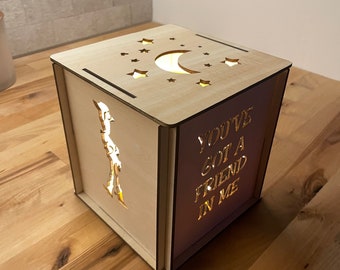 Laser Cut “Toy Story”. Wooden Night Light Box - Table Lamp SVG DXF file