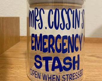 Personalized Glass Candy Jar with Bamboo Lid | Custom Treat Storage