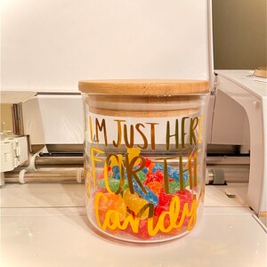 Funny Glass Candy Jar with Bamboo Lid: Candy Bowl image 6