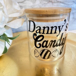 Personalized Bamboo Candy Jar, Funny Candy Jar, custom candy dish, grandpa candy dish, gift for mom, gift for teacher