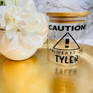 Funny Personalized Bamboo Candy Jar, Funny Candy Jar, custom candy dish, monogram candy dish, gift for mom, gift for teacher