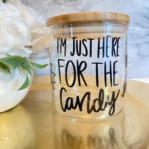 Funny Glass Bamboo Candy Jar, Personalized Candy Jar, candy bowl, custom candy dish, Easter gift,