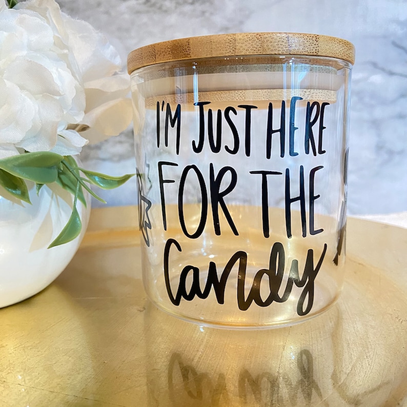 Funny Glass Candy Jar with Bamboo Lid: Candy Bowl image 1