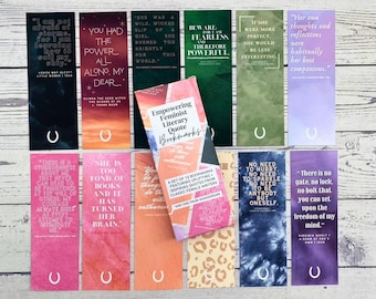 Empowering Feminist Literary Quote Bookmarks - Set of 12 | Book Lover Gift, Gift for Readers, Gifts for Women, Stocking Filler