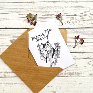 Miaou, Monsieur Darcy! - Carte de vœux d’amoureux des chats Orgueil et Préjugés |  Saint-Valentin, Anniversaire, Petite amie, Petit ami, Femme, Mari, Drôle