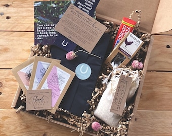 The Ultimate Self-Care Book Lover Gift Box: Pre-Loved Book, Gorgeous Postcard, Floral Literary Seeds, Jasmine Bath Tea Bags, Tea + Chocolate