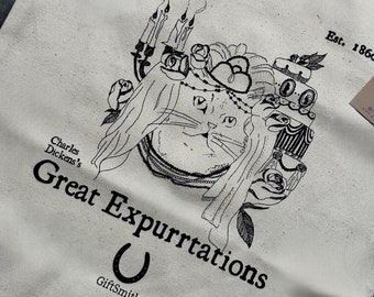 Great Expurrtations, Cat Lover, Miss Havisham Literary Fairtrade + Organic Premium Shopper Tote Bag