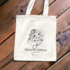 Agatha Christie 'Wagatha Christie' Sustainable Fabric Tote Shopper Bag for Dog Lovers and Book Lovers