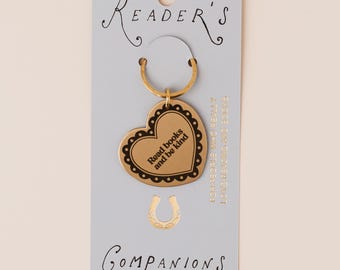 Book Lover Keyring | Solid Brass | Read Books and Be Kind Keychain | Reader Gift, Bibliophile Gift, Bookish Accessory