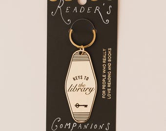 Keys to the Library Keyring, Solid Brass Book Lover Keychain, Librarian Gift, Reader Gift, Bibliophile Accessory