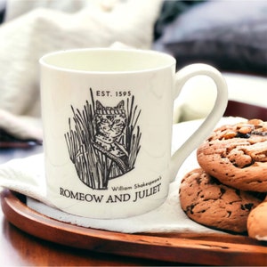 William Shakespeare's Romeow and Juliet Bone China Mug for Book and Cat Lovers