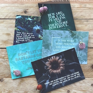 Ensemble de 5 belles cartes postales littéraires vertes et classiques | Cadeau parfait pour les amateurs de livres | Bronte, Atwood, Stoker, Lewis, Shelley