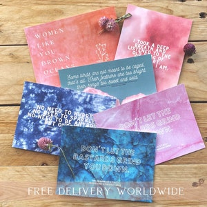 Magnifique, Feminist Literary Quote Postcard Set - Perfect Book Lover Gift | Ensemble de 6 | Plath, Atwood, Woolf, Rupi Kaur, Roi